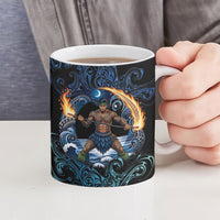 Samoa Siva Afi Ceramic Mug Fireknife Fire Dance Pacific Tribal Motif