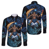 Samoa Siva Afi Family Matching Off Shoulder Short Dress and Hawaiian Shirt Fireknife Fire Dance Pacific Tribal Motif