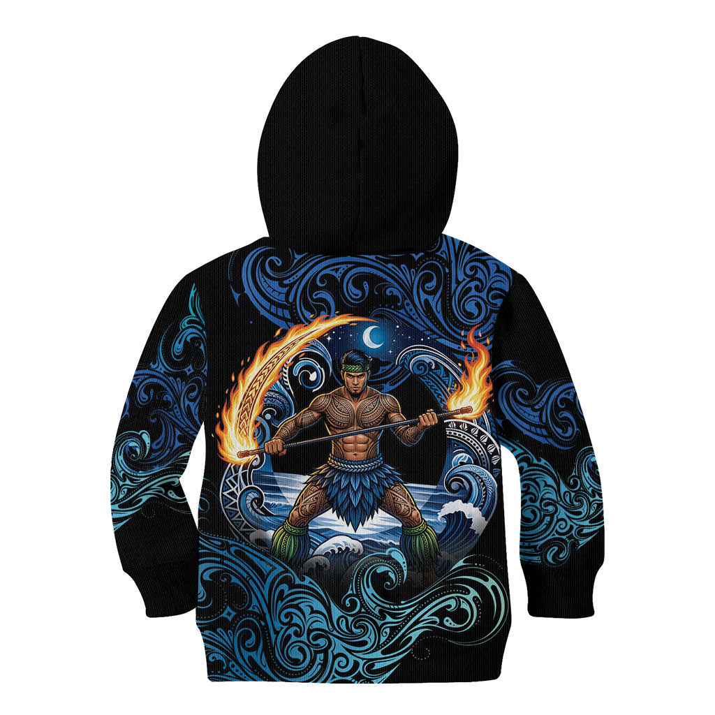 Samoa Siva Afi Kid Hoodie Fireknife Fire Dance Pacific Tribal Motif