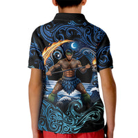 Samoa Siva Afi Kid Polo Shirt Fireknife Fire Dance Pacific Tribal Motif