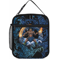 Samoa Siva Afi Lunch Bag Fireknife Fire Dance Pacific Tribal Motif LT9 10.2 × 8.3 × 4.3 inch Blue - Polynesian Pride