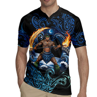 Samoa Siva Afi Rugby Jersey Fireknife Fire Dance Pacific Tribal Motif