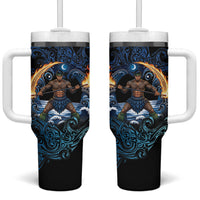 Samoa Siva Afi Tumbler With Handle Fireknife Fire Dance Pacific Tribal Motif