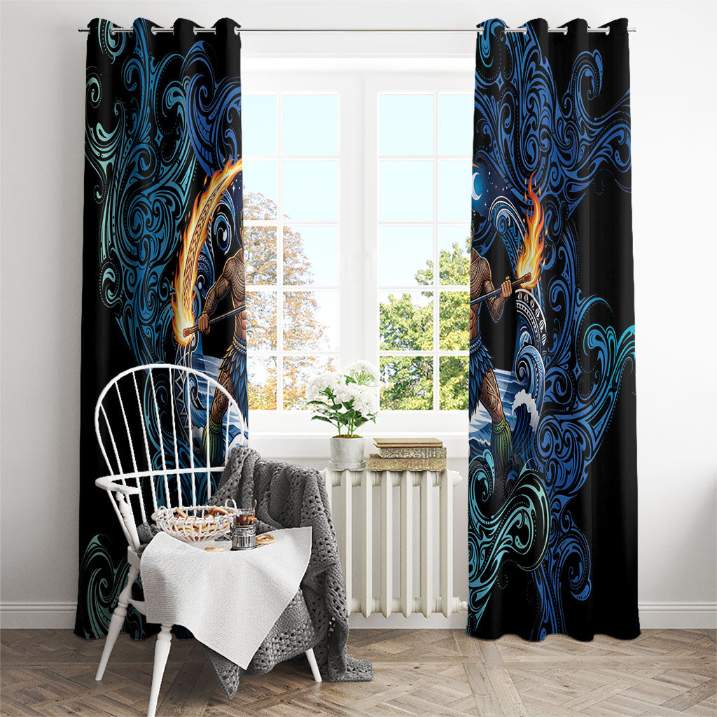 Samoa Siva Afi Window Curtain Fireknife Fire Dance Pacific Tribal Motif