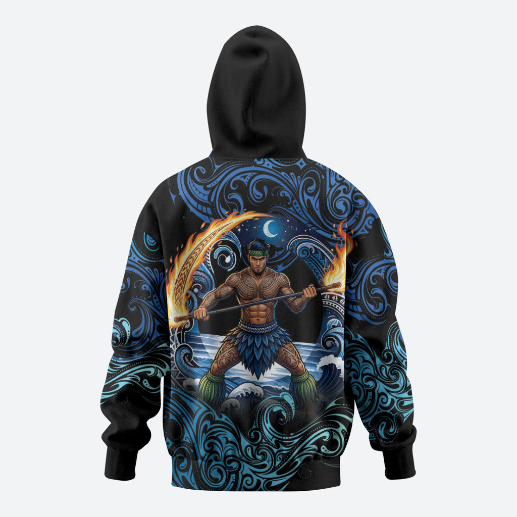 Samoa Siva Afi Zip Hoodie Fireknife Fire Dance Pacific Tribal Motif