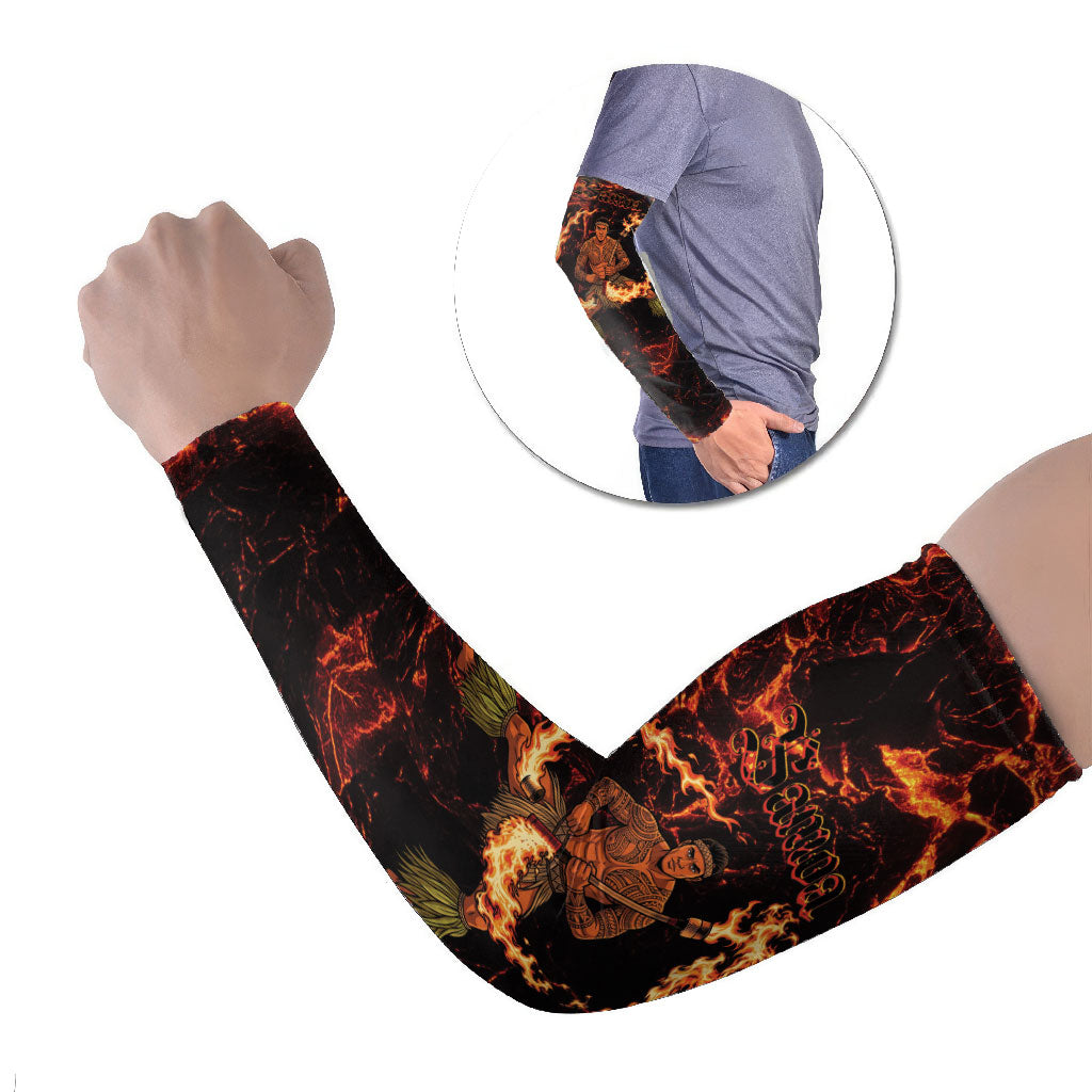 Samoa Siva Afi Dance Fireknife Arm Sleeves Polynesian Heritage Fire Dance LT9 Set of 2 Black - Polynesian Pride