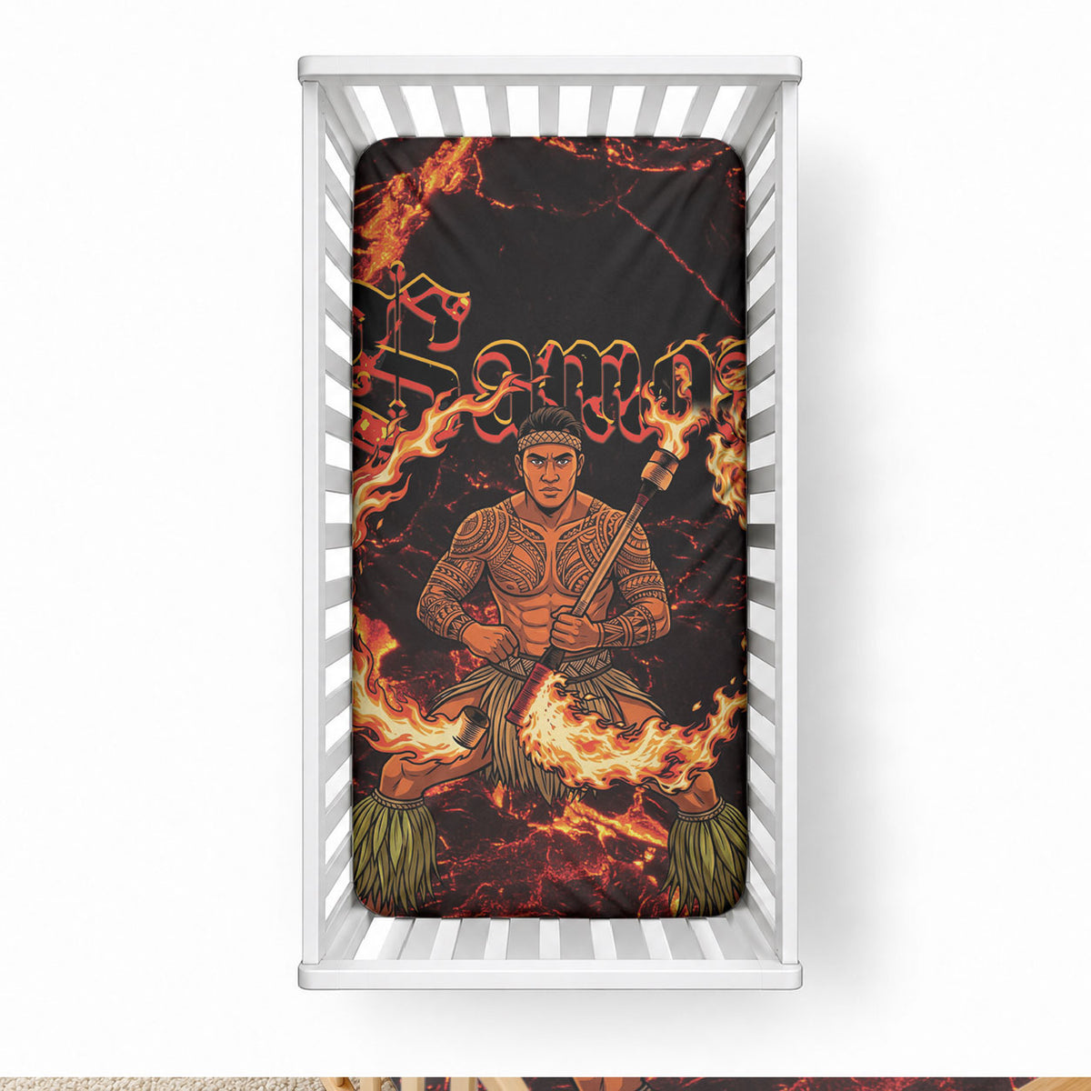 Samoa Siva Afi Dance Fireknife Baby Bed Cover Polynesian Heritage Fire Dance LT9 28 × 52 in Black - Polynesian Pride
