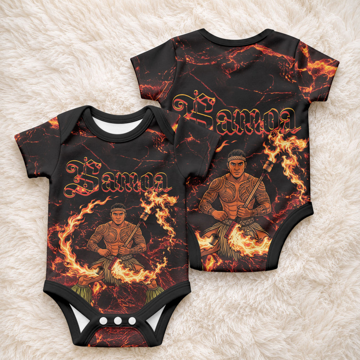 Samoa Siva Afi Dance Fireknife Baby Onesie Polynesian Heritage Fire Dance LT9 - Polynesian Pride