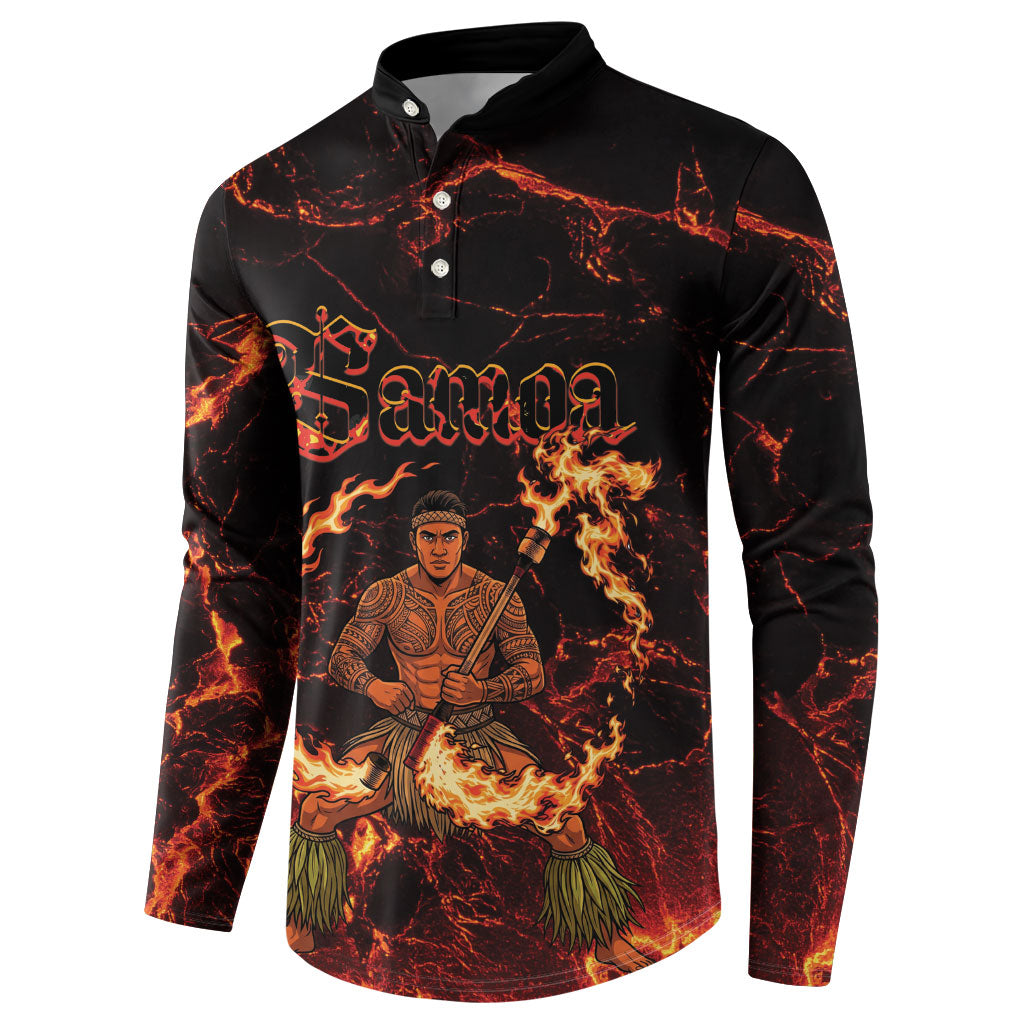 Samoa Siva Afi Dance Fireknife Button Sweatshirt Polynesian Heritage Fire Dance