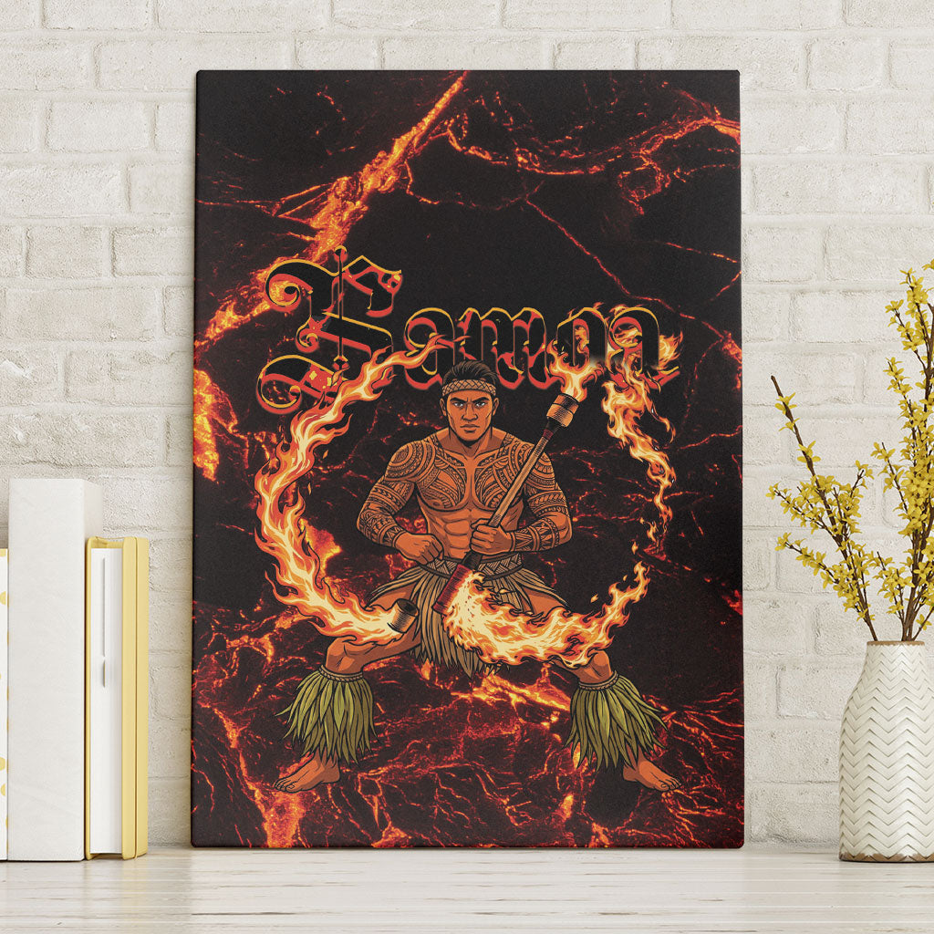 Samoa Siva Afi Dance Fireknife Canvas Wall Art Polynesian Heritage Fire Dance LT9 Without Frame Black - Polynesian Pride