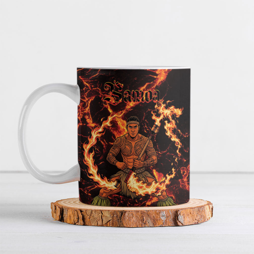 Samoa Siva Afi Dance Fireknife Ceramic Mug Polynesian Heritage Fire Dance LT9 Black - Polynesian Pride