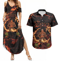 Samoa Siva Afi Dance Fireknife Couples Matching Summer Maxi Dress and Hawaiian Shirt Polynesian Heritage Fire Dance