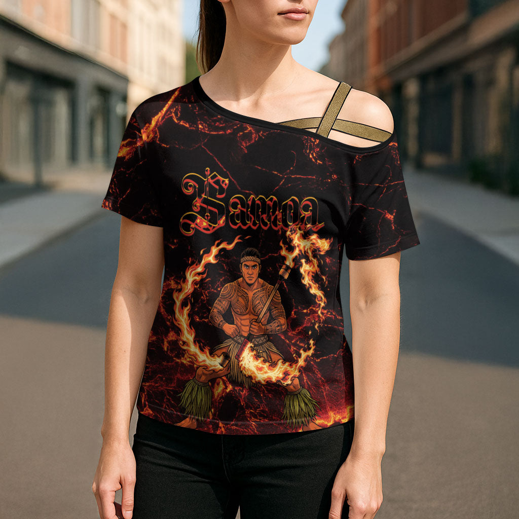 Samoa Siva Afi Dance Fireknife Cross Shoulder Shirt Polynesian Heritage Fire Dance