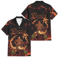 Samoa Siva Afi Dance Fireknife Family Matching Off Shoulder Maxi Dress and Hawaiian Shirt Polynesian Heritage Fire Dance