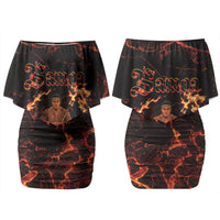 Samoa Siva Afi Dance Fireknife Family Matching Off Shoulder Short Dress and Hawaiian Shirt Polynesian Heritage Fire Dance