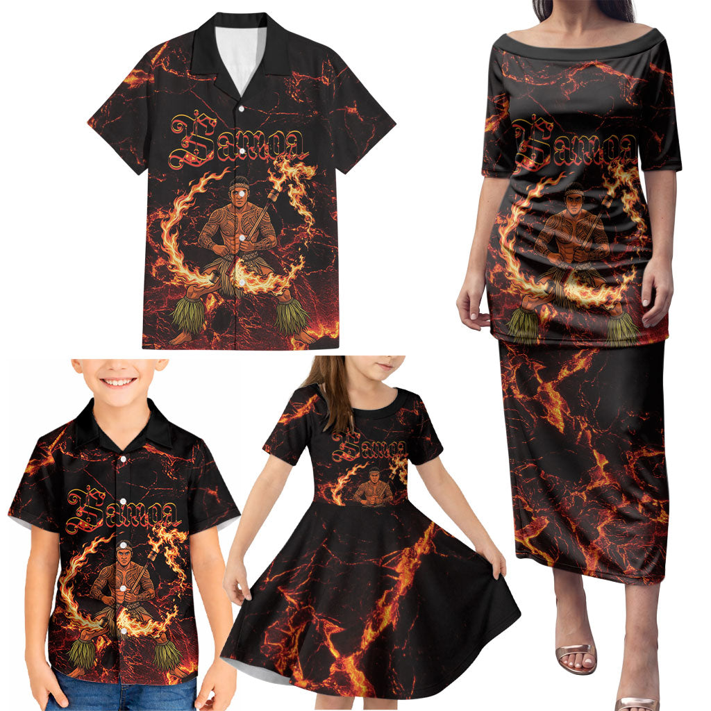 Samoa Siva Afi Dance Fireknife Family Matching Puletasi and Hawaiian Shirt Polynesian Heritage Fire Dance LT9 - Polynesian Pride