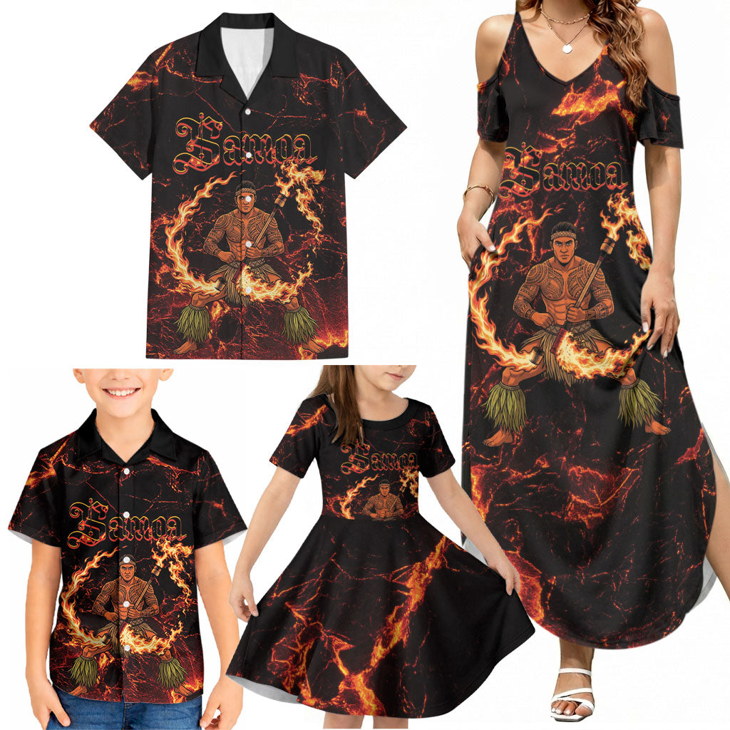 Samoa Siva Afi Dance Fireknife Family Matching Summer Maxi Dress and Hawaiian Shirt Polynesian Heritage Fire Dance LT9 - Polynesian Pride