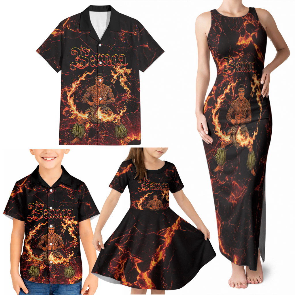 Samoa Siva Afi Dance Fireknife Family Matching Tank Maxi Dress and Hawaiian Shirt Polynesian Heritage Fire Dance LT9 - Polynesian Pride