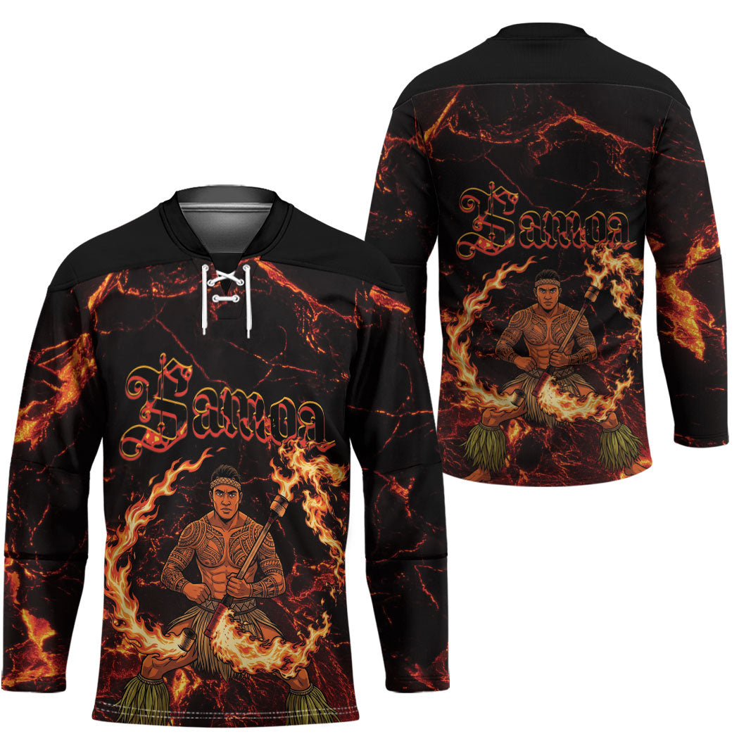 Samoa Siva Afi Dance Fireknife Hockey Jersey Polynesian Heritage Fire Dance