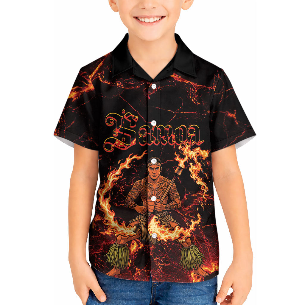 Samoa Siva Afi Dance Fireknife Kid Hawaiian Shirt Polynesian Heritage Fire Dance