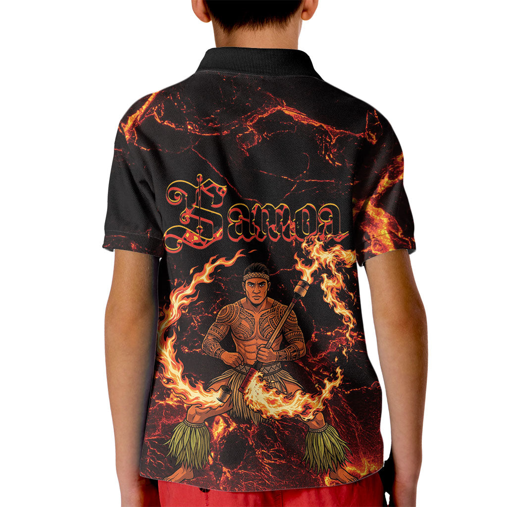 Samoa Siva Afi Dance Fireknife Kid Polo Shirt Polynesian Heritage Fire Dance