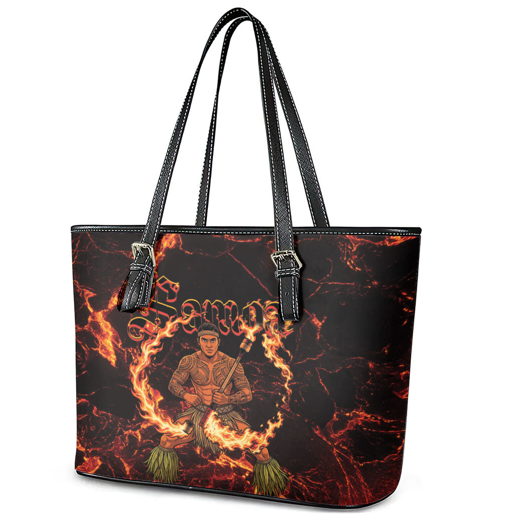 Samoa Siva Afi Dance Fireknife Leather Tote Bag Polynesian Heritage Fire Dance