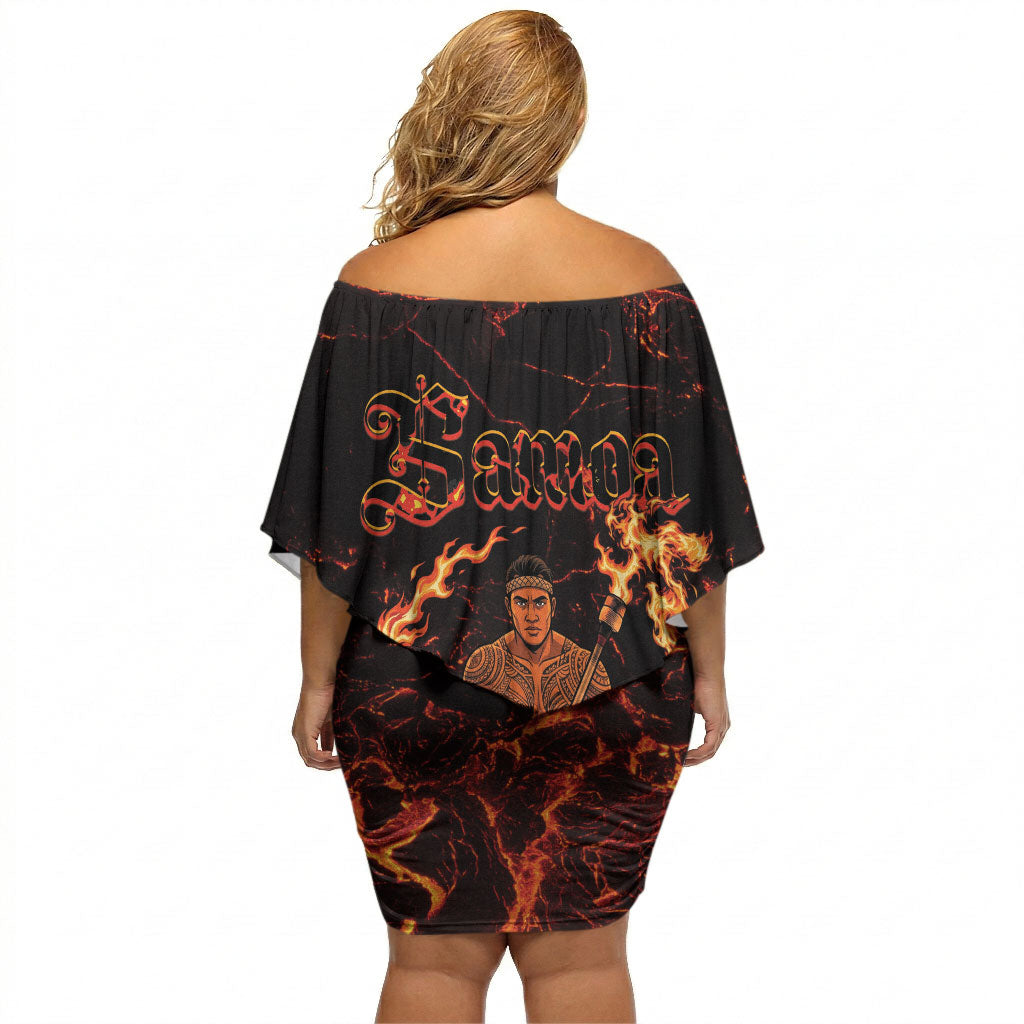 Samoa Siva Afi Dance Fireknife Off Shoulder Short Dress Polynesian Heritage Fire Dance