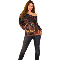Samoa Siva Afi Dance Fireknife Off Shoulder Sweater Polynesian Heritage Fire Dance