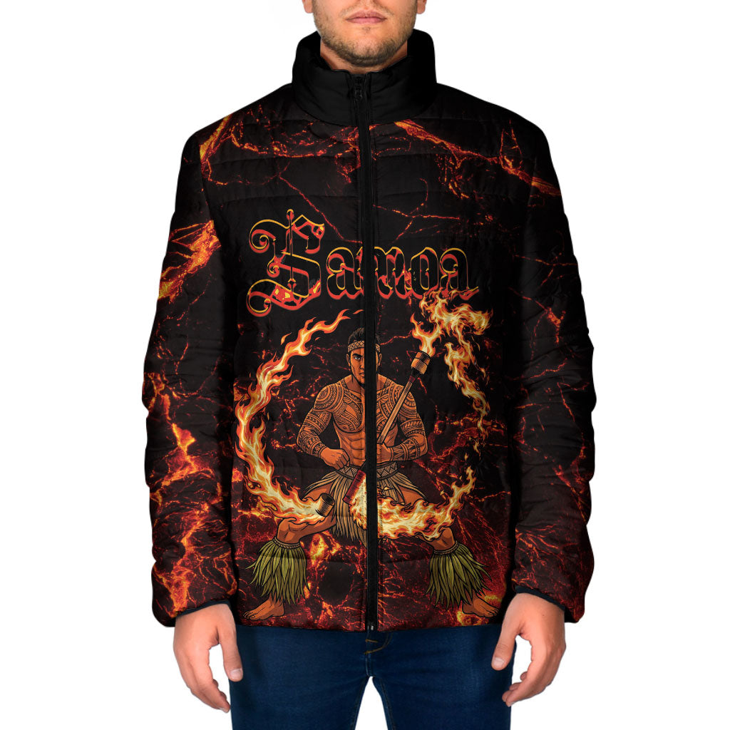 Samoa Siva Afi Dance Fireknife Padded Jacket Polynesian Heritage Fire Dance LT9 Men Black - Polynesian Pride