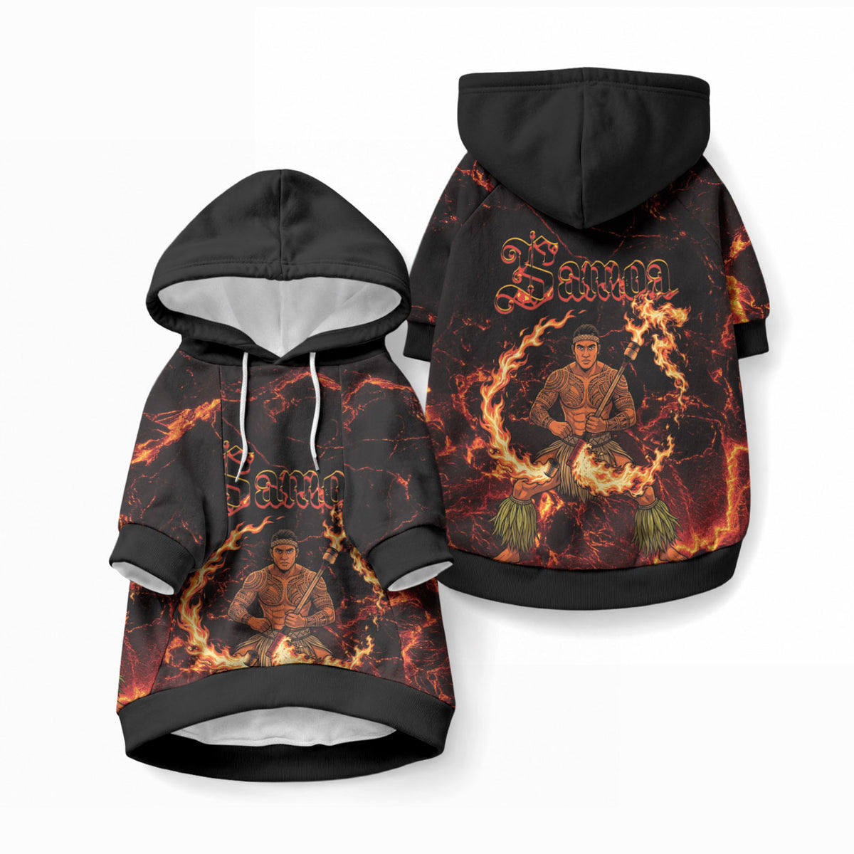 Samoa Siva Afi Dance Fireknife Pet Hoodie Polynesian Heritage Fire Dance LT9 Pullover Black - Polynesian Pride