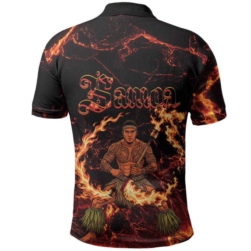 Samoa Siva Afi Dance Fireknife Polo Shirt Polynesian Heritage Fire Dance