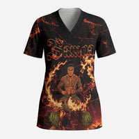 Samoa Siva Afi Dance Fireknife Scrub Top Polynesian Heritage Fire Dance