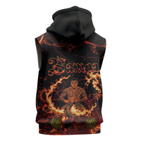 Samoa Siva Afi Dance Fireknife Sleeveless Hoodie Polynesian Heritage Fire Dance