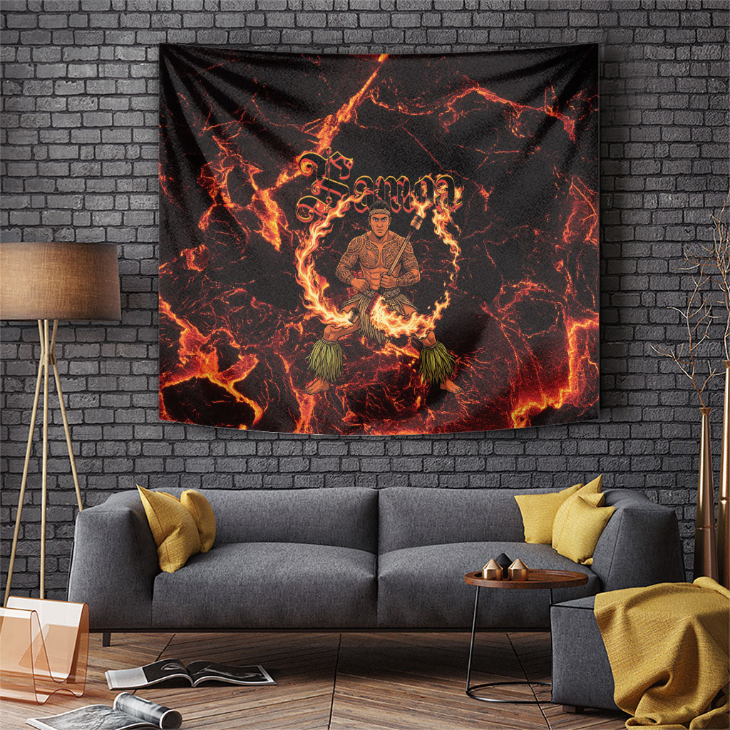 Samoa Siva Afi Dance Fireknife Tapestry Polynesian Heritage Fire Dance LT9 Black - Polynesian Pride