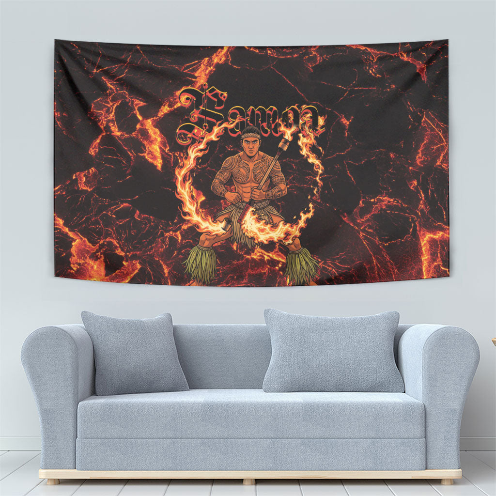 Samoa Siva Afi Dance Fireknife Tapestry Polynesian Heritage Fire Dance