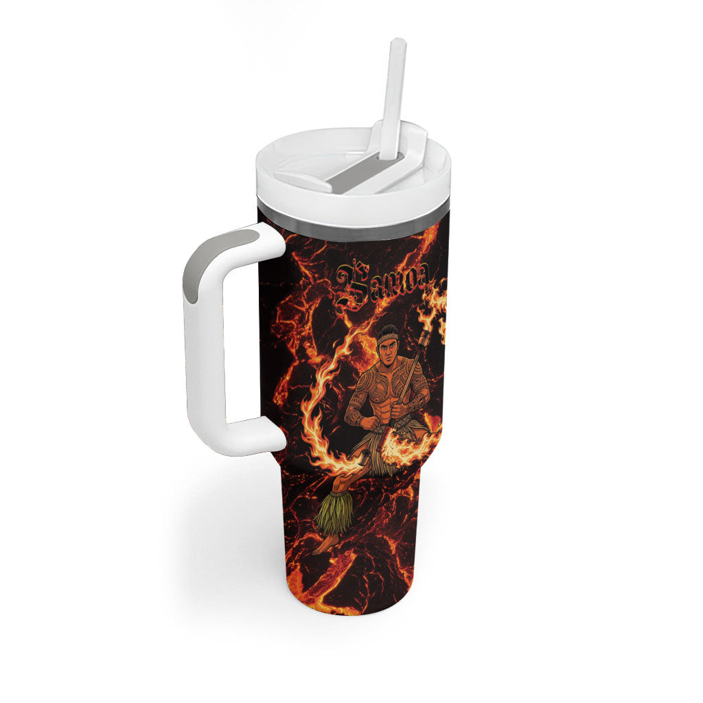 Samoa Siva Afi Dance Fireknife Tumbler With Handle Polynesian Heritage Fire Dance