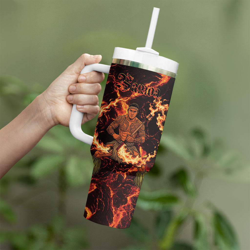 Samoa Siva Afi Dance Fireknife Tumbler With Handle Polynesian Heritage Fire Dance