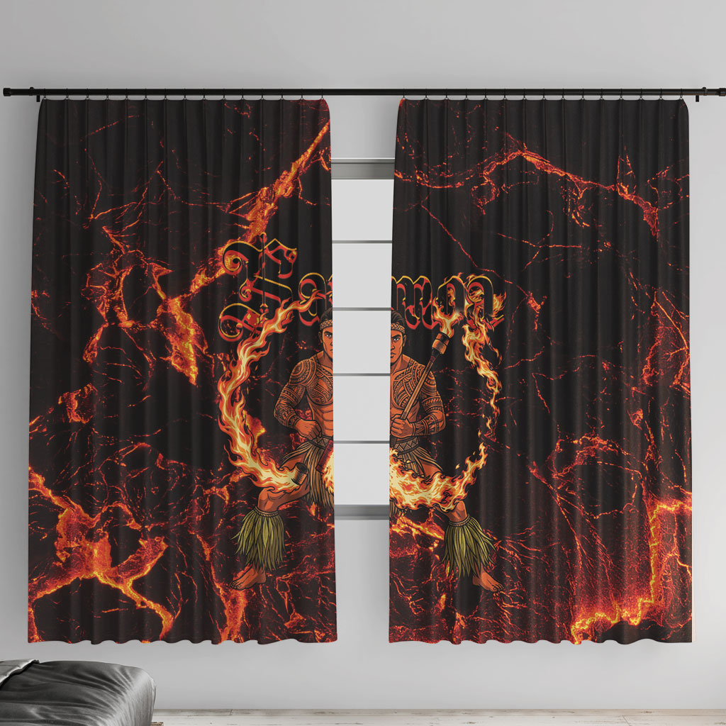 Samoa Siva Afi Dance Fireknife Window Curtain Polynesian Heritage Fire Dance