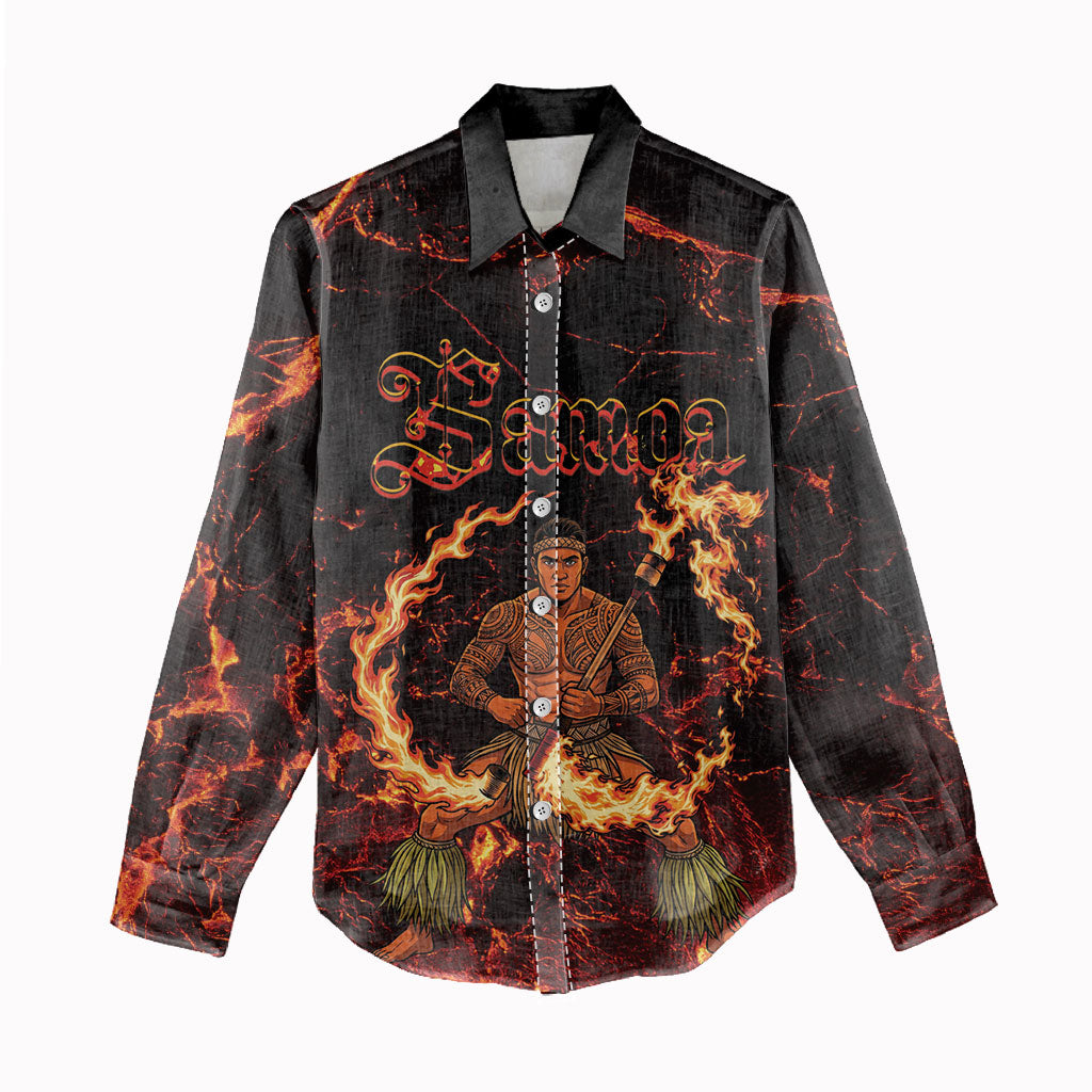 Samoa Siva Afi Dance Fireknife Women Casual Shirt Polynesian Heritage Fire Dance