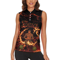 Samoa Siva Afi Dance Fireknife Women Sleeveless Polo Shirt Polynesian Heritage Fire Dance