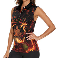 Samoa Siva Afi Dance Fireknife Women Sleeveless Polo Shirt Polynesian Heritage Fire Dance