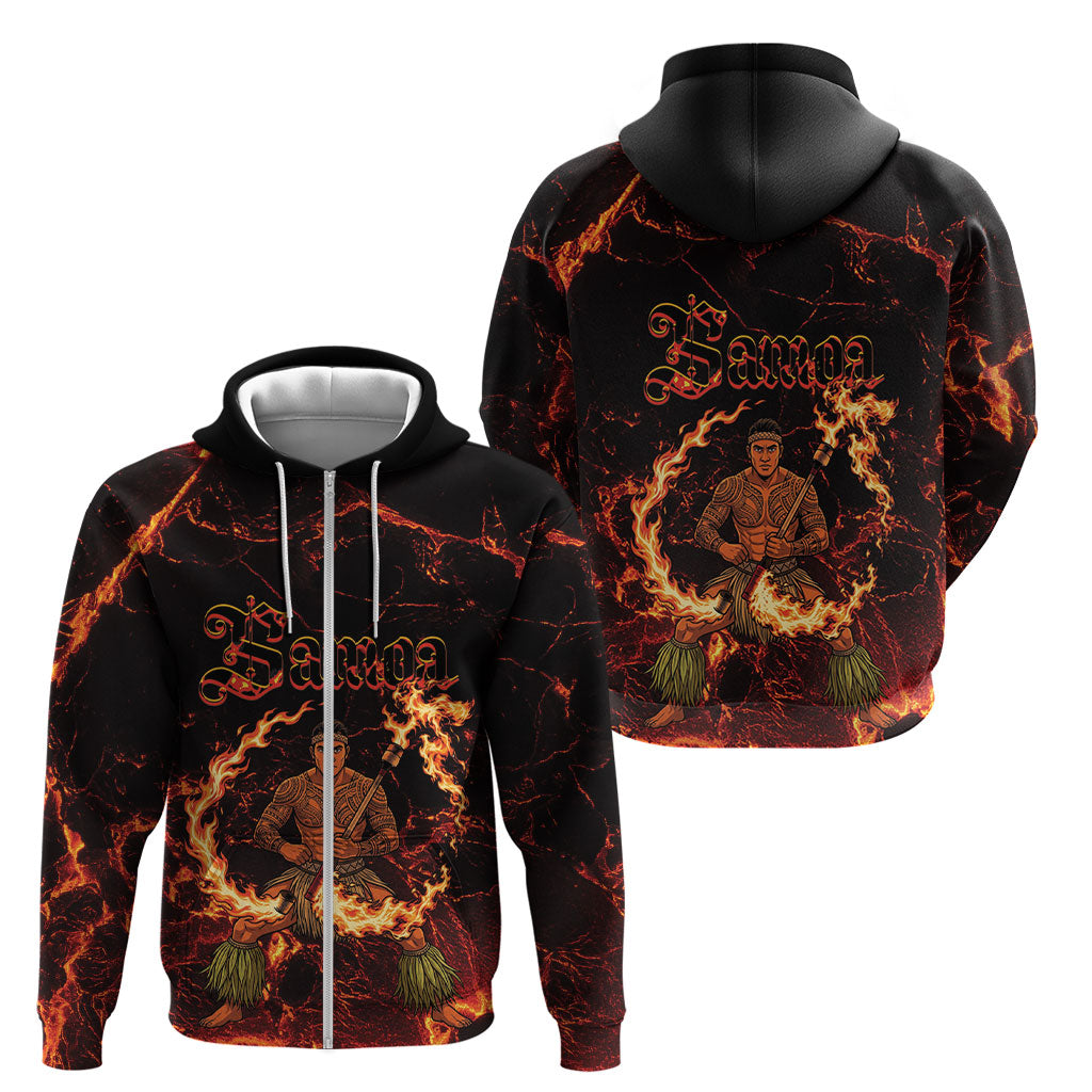 Samoa Siva Afi Dance Fireknife Zip Hoodie Polynesian Heritage Fire Dance