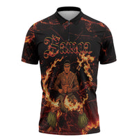 Samoa Siva Afi Dance Fireknife Zipper Polo Shirt Polynesian Heritage Fire Dance