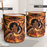 Samoa Siva Afi Dance Fireknife Laundry Basket Samoan Tribal Motif Dancing in the Fire