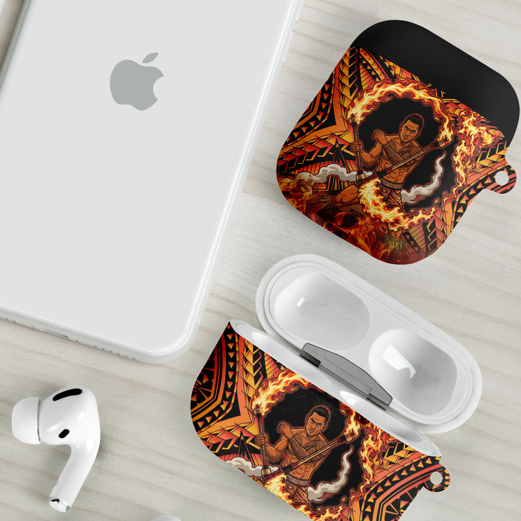Samoa Siva Afi Dance Fireknife AirPods Case Samoan Tribal Motif Dancing in the Fire