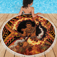 Samoa Siva Afi Dance Fireknife Beach Blanket Samoan Tribal Motif Dancing in the Fire
