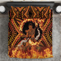 Samoa Siva Afi Dance Fireknife Bedding Set Samoan Tribal Motif Dancing in the Fire