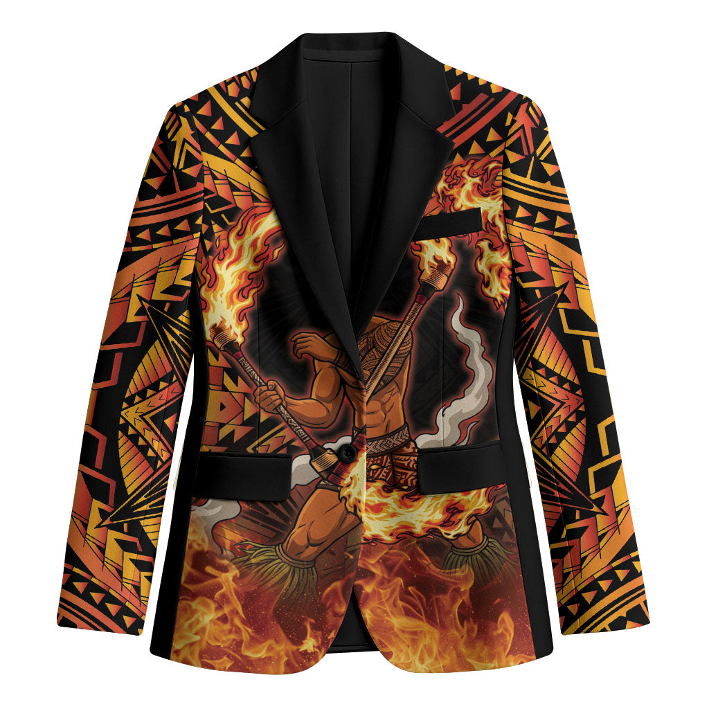 Samoa Siva Afi Dance Fireknife Blazer Samoan Tribal Motif Dancing in the Fire