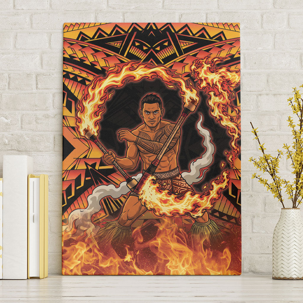 Samoa Siva Afi Dance Fireknife Canvas Wall Art Samoan Tribal Motif Dancing in the Fire