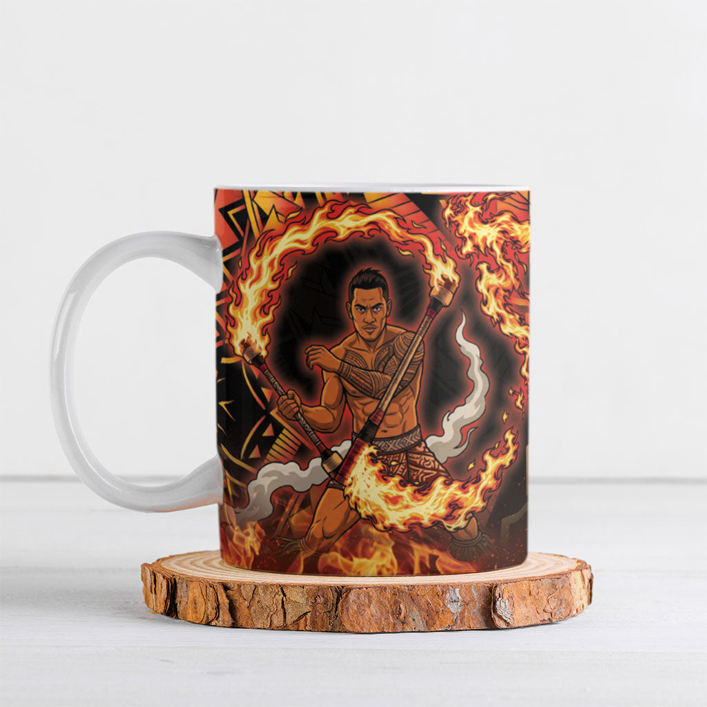 Samoa Siva Afi Dance Fireknife Ceramic Mug Samoan Tribal Motif Dancing in the Fire LT9 Red - Polynesian Pride